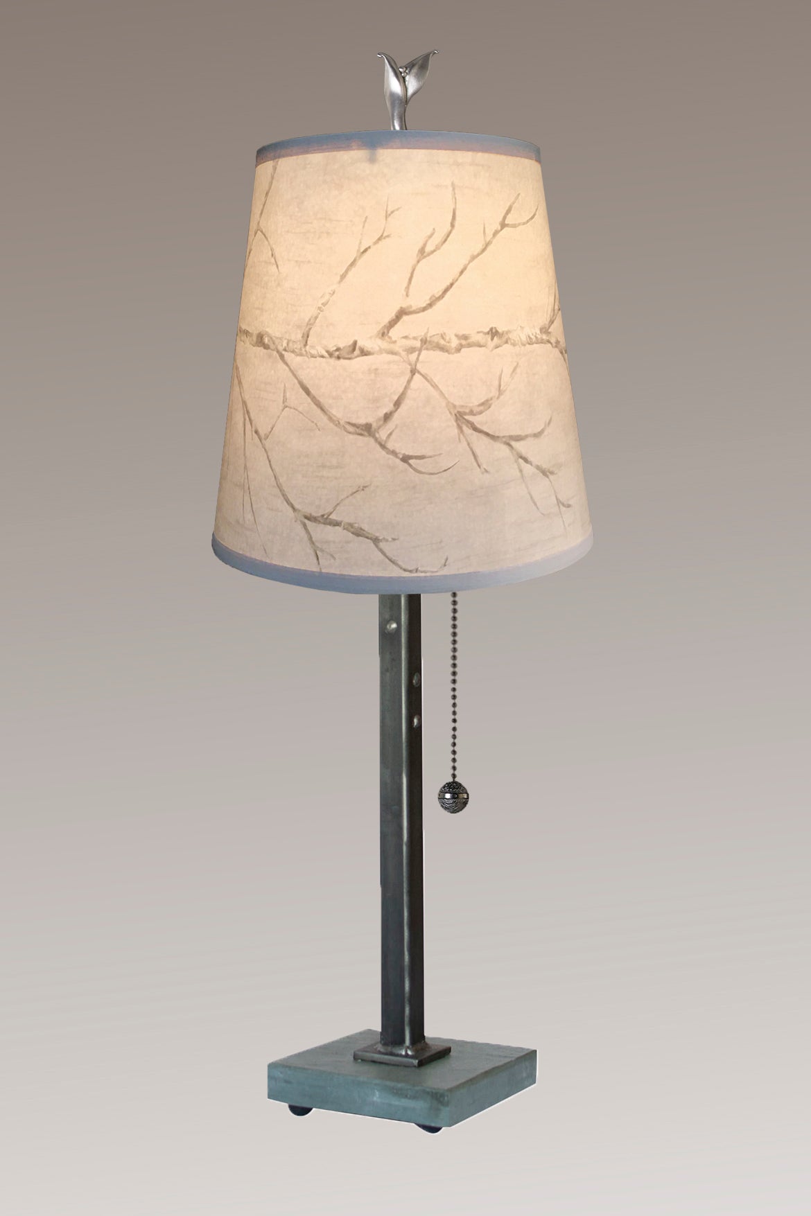 Janna Ugone &amp; Co Table Lamps Steel Table Lamp with Small Drum Shade in Sweeping Branch