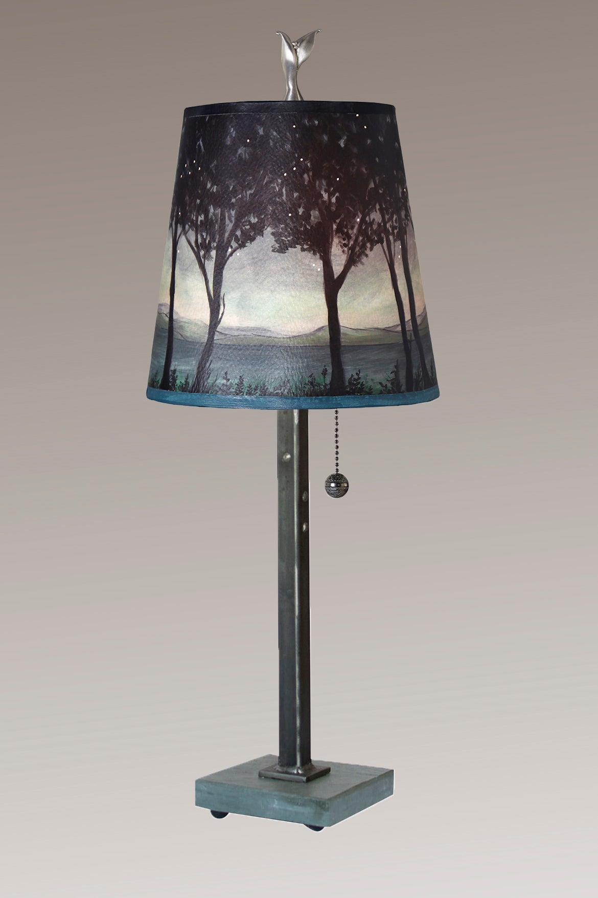 Janna Ugone & Co Table Lamps Steel Table Lamp with Small Drum Shade in Twilight